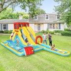 BOUNTECH Inflatable Water Slide, Dual Surfing Slides Kids Water Park Jump Bouncy Castle w/Swimming Rings, GFCI Blower, Large Splash Pool, Backyard Outdoor Blow up Water Slides Inflatables for Big Kids