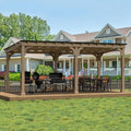 10 x 20 FT Wooden Grill Gazebo with Sloping Metal Roof, BBQ Gazebo with 5.5" Width Wood Posts & Rainwater Drainage for Barbecue, Garden, Backyard, Light Mocha Brown