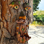 Mood Lab Tree Face Decor - Outdoor Bird Feeder with Acorns - Old Man Tree Face Garden Hugger Decoration