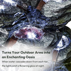 34.3" H Outdoor Water Fountain with LED Lights, 5-Tier Cascading Rock Waterfall for Yard, Garden, Patio, Outdoor Decor Water Features