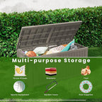 200 Gallon Outdoor Storage Bench Waterproof - Resin Deck Storage Chest for Patio & Pool, Lockable Outdoor Storage Box for Cushions & Tools, UV-Resistant, Granite Grey