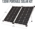 Go Power! GP-PSK-130 130W Portable Folding Solar Panel Kit with 10 Amp Solar Controller, Great for RV and Camping, Includes Controller, Battery Clamps, SAE Solar Plug Adapter, Ring Terminal Connectors
