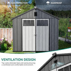 YITAHOME 8x10 FT Outdoor Storage Shed with Floor, Plastic Garden Shed for Bikes, Tools, and Pool Supplies, Outdoor Resin Shed with Lockable Doors, Windows, and Vents for Patio, Lawn, Backyard, Black