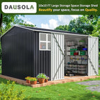 10x10 FT Outdoor Storage Shed, Metal Garden Tool Shed with Updated Frame Structure, Lockable Doors and Windows, Ideal for Backyard Garden Patio Lawn, Grey