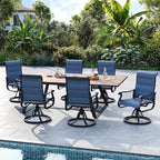 UDPATIO Patio Swivel Dining Chairs Set of 6, Outdoor Dining Chairs High Back with Padded All Weather Breathable Textilene, Metal Rocking Frame for Lawn Garden Backyard, Navy