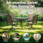 Soohow Swivel Outdoor Dining Chairs Set of 6, Patio Swivel Dining Chair with Textilene Fabric, Outdoor Metal Armchair All Weather Resistant, Ergonomic Comfort, Perfect for Patio, Backyard, Balcony
