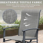 Outdoor Patio Swivel Dining Chairs Set of 6, All-Weather Swivel Rocker Chairs with Textilene High Back and Black Rust-Proof Metal Frame, Perfect for Patio, Lawn, Garden, or Backyard, Grey