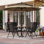 PHI VILLA Patio Folding Chairs Set of 4, Portable Outdoor Dining Chairs with Adjustable Backrest for Outside, Garden, Lawn & Yard, No Assembly, Black