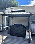 PURPLE LEAF 6' X 8' Hardtop Grill Gazebo for Patio Permanent Aluminum Barbeque Shelter Canopy with Ceiling Hook and Shelves Double Tiered Grey Outdoor BBQ Gazebo