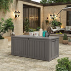 Outdoor Storage Box, 120 Gallon Deck Box, Resin Waterproof Outside Storage Bench, Outdoor Storage Cabinet With Lockable Lid, Backyard Deck Box For Garden Tools, Patio Cushions, Pool Accessories