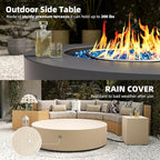 UPHA 42-inch Outdoor Propane Gas Fire Pit Table 50000 BTU Concrete Round FirePit for Outside Patio with Propane Tank Cover, Blue Glass Rocks, Rain Cover, Grey