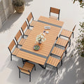 Pellebant 11 Piece Patio Table and Chairs Set for 10, Aluminum Outdoor Dining Set with Umbrella Hole, Stackable Dining Chairs & 94" Dining Table, Brown