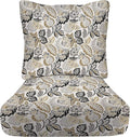 RSH DECOR Deep Seating Cushion with Pillow Back | 23” x 25” Seat | Water and Fade-Resistant Spun Fabric | Outdoor Chair Cushion Set for Patio Furniture | Dailey Pewter Black Floral