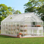YITAHOME 6x16FT Polycarbonate Greenhouse Large Heavy Duty Green Houses Outdoor Aluminum Greenhouses with Sliding Doors Vent Window Walk-in Greenhouse for Garden Backyard, Silver