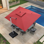 PURPLE LEAF Rectangle Patio Umbrella 9' X 12' Large Cantilever Umbrella, Terra