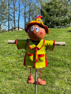 Ceramic Garden Decor - Scarecrow Lawn stake - Outdoor statue - Perfect, unique gifts for gardeners woman, men, yard gifts - Handmade, Frostproof