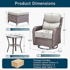 Luxury High Back Outdoor Furniture with 6-Inch Thick Cushions, Patio Furniture Set with Ottomans, 5 PCS Wicker Conversation Set for Porch, Balcony, Deck and Yard