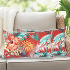 Lumbar Pillow Covers Set of 2, Outdoor Indoor Waterproof Decorative Patio Lumbar Pillowcase Shell 12x20 Inch, Rectangular Cushion Case for Couch Sofa Garden Farmhouse-Sadira Chili Haze