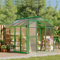 Greenhouse, 6x8 Ft Outdoor Greenhouses, Accessible Green House with Roof Vents and Sliding Doors, Aluminum Frame Polycarbonate Greenhouses, Large Greenhouse for Outdoor Gardens and Backyards, Green