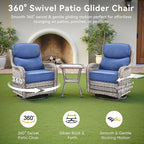Luxury High Back Outdoor Furniture with 6-Inch Thick Cushions, Patio Furniture Set with Ottomans, 5 PCS Wicker Conversation Set for Porch, Balcony, Deck and Yard