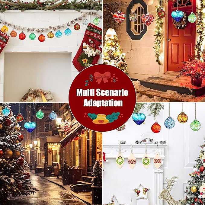 Hand Blown Glass Gazing Balls for Garden Love Heart Hanging Friendship Balls Christmas Ball Ornaments for Xmas Tree Decoration (Red - A)
