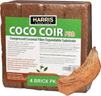 Harris Coco Coir Pith, 4 Bricks Expand to 9 Gallons of Coconut Coir, Coconut Fiber