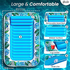 JAMBO Inflatable Tanning Pool Lounger Float, 70 x 47 Sun Tanning Pool Float with Pillow, Water Lounge Raft, Pool Floatie for Adults, Tanning Raft Pool Tub, Water Tanning Bed Kiddie Pool Tanning Floats