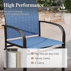 HERA'S HOUSE Patio Dining Chairs Set of 4, 36" Textilene Fabric Outdoor Chair with Wrought Iron Metal Frame Support 350lbs for Garden Lawn Backyard Kitchen Deck, Blue