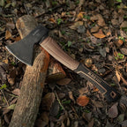 KSEIBI Outdoor Camping Hatchet with Sheath for Splitting and Kindling Wood, Forged Steel Blade with Anti-Slip and Shock Reduction Handle Great Throwing Axes and Hatchets (Tuscan Brown)