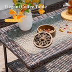 Patio Furniture Set with Swivel Chairs, High Back Wicker Rattan Furniture with 5.5" Thick Cushions and Coffee Table, Outdoor Conversation Set for Backyard Deck,5 Seats, Grey