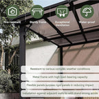 Aoxun 10’ x 14’ Gazebo, Wall Mounted Gazebos Pergola, Outdoor Patio, Large Wall-Mounted Heavy Duty Awnings for Patio, and LED Outdoor Waterproof Hanging Lights for Decks, Backyard