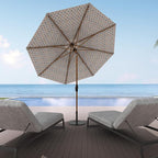 Midtown Umbrellas Sunbrella Umbrella Large Patio Umbrella 2-10 Feet Infused Gem Fabric, Auto-Tilt Aluminum Frame Backyard Umbrella, Deck Umbrella, Garden Umbrella & Porch Umbrella - Wooden Pole