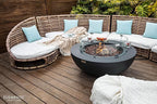 Elementi | Bundle Lunar Gas Fire Pit Cast Concrete 42" Round Fire Table, Outdoor Fire Pit Electronic Ignition | Canvas Cover, Lava Rock Included | Dark Gray (Natural Gas)