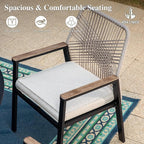 HERA'S HOUSE 9 Pieces Patio Table and Chairs Set, Outdoor Dining Set for 8, 8 x Rattan Patio Chairs and 1 x 60 Square Metal Dining Table, Outdoor Rattan Dining Table Set for Lawn Garden Backyard
