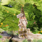 14”H Garden Gnomes Outdoor, Funny Porch Greeter Welcome Gnomes Decorations for Yard Patio Lawn, Resin Gnome Statues for Garden Decor, Unique Christmas Gnome Gift for Women