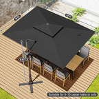 10x13 FT Cantilever Patio Umbrella Double Top Outdoor Rectangular Large Heavy Duty Aluminum Offset Umbrellas with 7 Level Tilt 360-degree Rotation for Pool Garden Deck, Grey