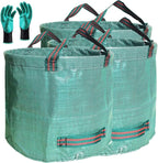 Professional 3-Pack 80 Gallons Lawn Garden Bag Leaf Waste Bags (D26, H33 inches) with Coated Gardening Gloves,Reuseable Heavy Duty Patio Bags,Grass Pool Bags,Home Yard Trash Bags with 4 Handles
