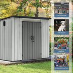 Domi 6.2x7.8 FT Outdoor Resin Storage Shed, All-Weather Double-Wall Storage Building with Sloping Roof for Backyard, Garden, Lawn Tools, Mower, Bike & Pool Equipment, Lockable Doors, Ventilated Roof