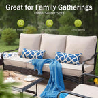 PHI VILLA Extra Large Outdoor Modern Patio Furniture Set, Upgraded Wicker&Metal Patio Furniture Conversation Set with Waterproof Thick Cushions for Porch, Poolside, Deck, and Yard(7 Pieces,Beige)