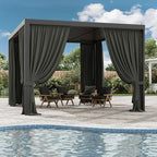 Gazebo Universal Replacement Privacy Curtain,10'×13' Gazebo Outdoor Waterproof Curtains, 4-Panels Sidewall Curtains with Double Zipper for Patio Canopy, Garden and Backyard (Curtain Only)