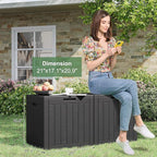 31 Gallon Deck Box Large Outdoor Storage Boxfor Patio Furniture,Outdoor Cushions, Garden Tools, Sports Equipment and Pool Supplies, Waterproof, Resin, Lockable