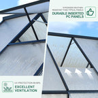 6 ft x9 ft Aluminum-Framed Polycarbonate Greenhouse, Heavy Duty Polycarbonate Greenhouse with Quick Setup Structure and Roof Vent, Large Enhanced Aluminum Green House Kit for Outdoors