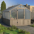 MUPATER 8' x 12' Outdoors Walk-in Greenhouse, Wood Greenhouse with Ventilated Window and Lockable Door, 6mm Polycarbonate Panels for UV Protection and Heat Insulation,Suitable for Patio, Backyard