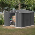 10X8 FT Outdoor Storage Shed, Lockable Doors, Tool Shed for Garden, Patio, Backyard, Lawn, Grey