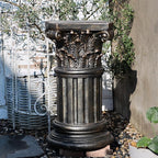Decorative Roman Column Pedestal, Black Bronze, MGO Cement with Fiber, Classical Garden Pillar, Indoor Outdoor Decor, 23.6 inch Height, Wrap Foam Safely Delivered from Local Warehouse