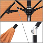 California Umbrella 9' Round Aluminum Pole Fiberglass Rib Market Umbrella, Crank Lift, Collar Tilt, Black Pole, Sunbrella Spectrum Mist
