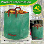 1PC Yard Waste Bag-42 Gallon Trash Bags,Reusable Lawn Leaf Bags,Standable Garden Waste Bags With 4 Handles,Collapsible Gardening Containers for Lawn and Leaf Trash,Weed Bag