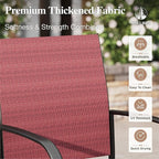 HERA'S HOUSE Patio Dining Chairs Set of 8, 36" Textilene Fabric Outdoor Chair with Wrought Iron Metal Frame Support 350lbs for Lawn Garden Backyard Kitchen, Red