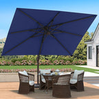 9' X 12' Cantilever Patio Umbrella with Base Included 360°Rotation Rectangular Outdoor Large Offset Umbrellas Heavy Duty Windproof for Garden Deck Pool, Navy