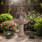 MAGIC UNION Outdoor Garden Water Fountains, 48.4''H Italian Style Fountain and Waterfall Outside, 3-Tier Large Bubbler Cascading Indoor Floor Fountain Features with Pump for Home Yard Decor (Brown)